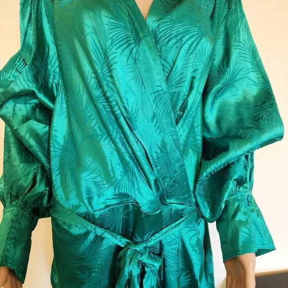 City Chic Polyester Amalia Dress XXL 24 Greenstone Palm Print V-Neck Long Sleeve - Picture 12 of 16